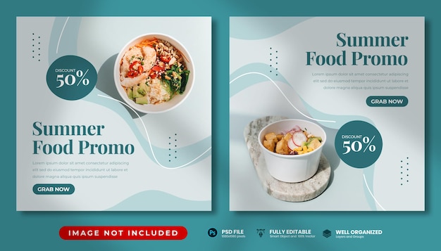 PSD szablony mediów społecznościowych summer food promo