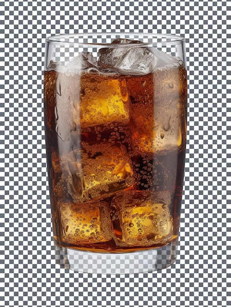 Szampański Napój Cola W Szklance Z Kostkami Lodu Na Przezroczystym Tle