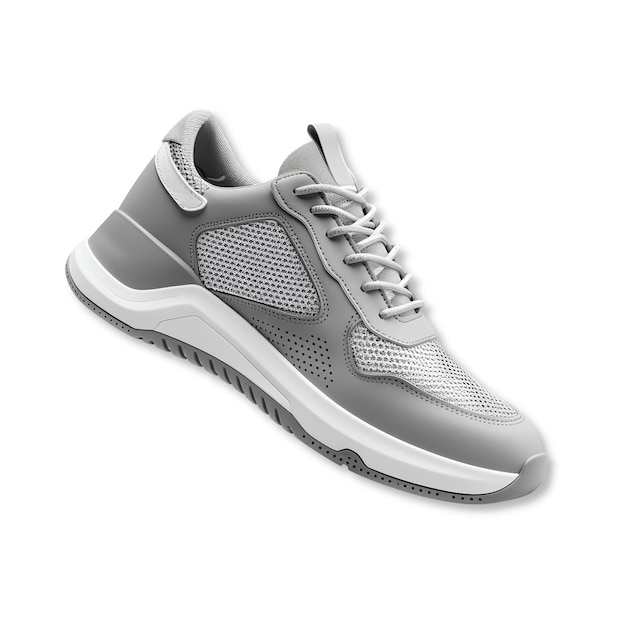 Szare nowoczesne buty sportowe izolowane na przezroczystym tle