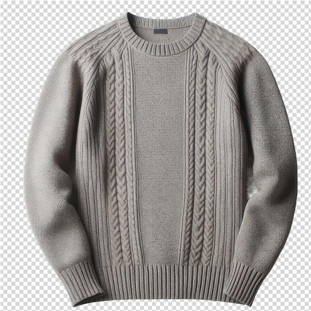 PSD szary sweter z szarym pasem z przodu