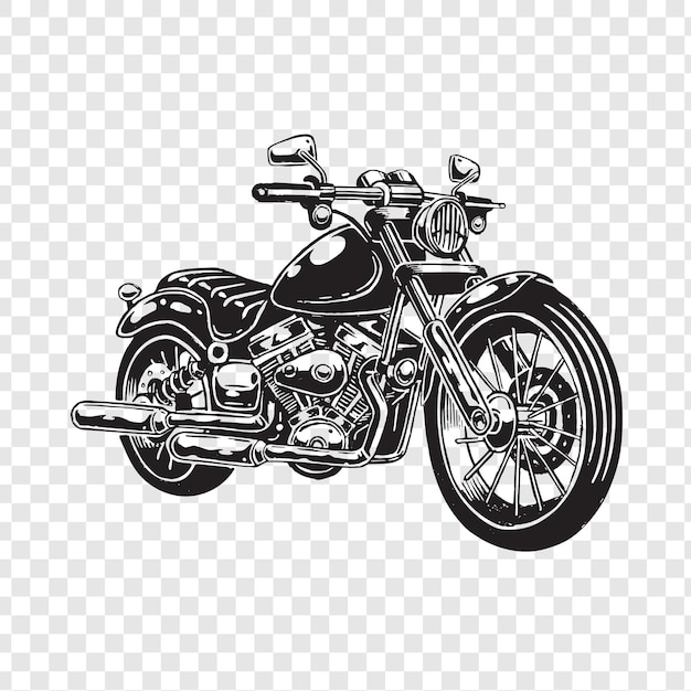 Szczegółowa czarno-biała ilustracja klasycznego motocykla