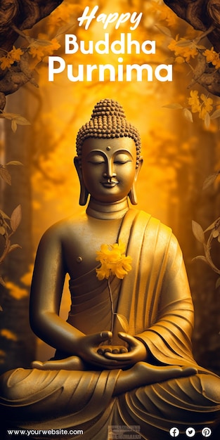 PSD szczęśliwa buddha purnima i szczęśliwy dzień vesak religijne tło dla wiary i pokoju