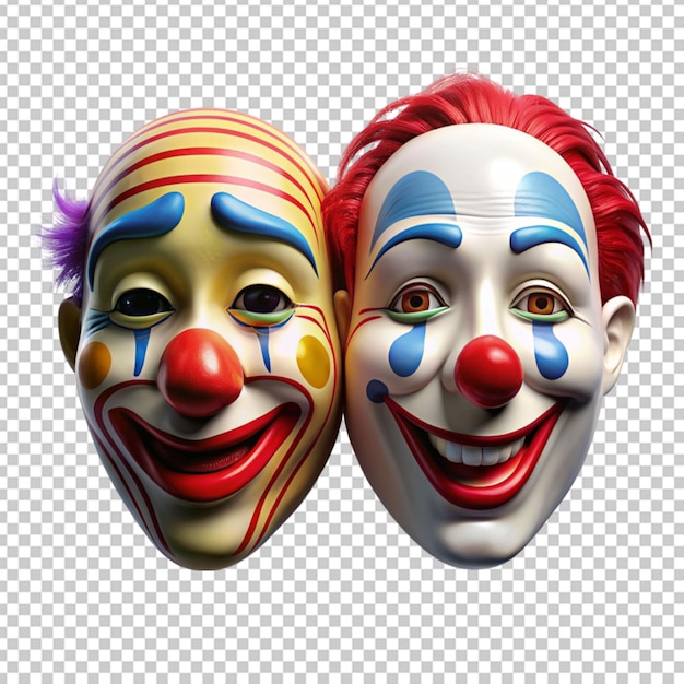 PSD szczęśliwe i smutne maski klaunów
