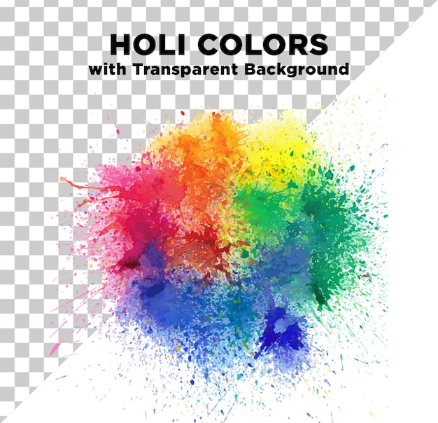 Szczęśliwe kolory Holi Splash Photo PSD z przezroczystym tłem