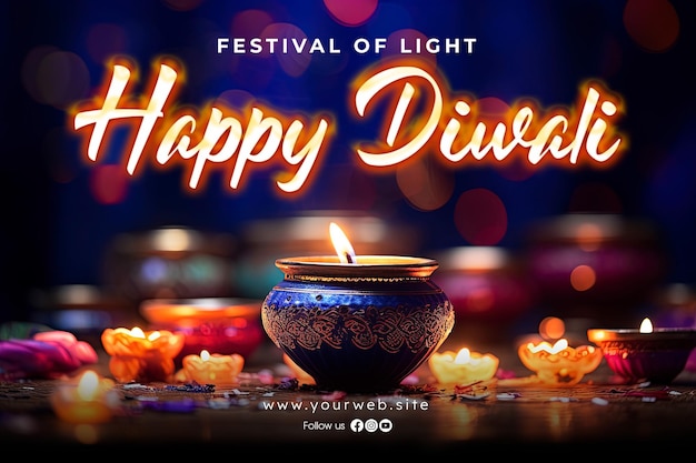 Szczęśliwe tło diwali i transparent diwali