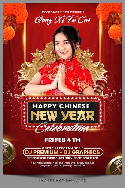 Szczęśliwego Chińskiego Nowego Roku 2022 Szablon Party Celebration