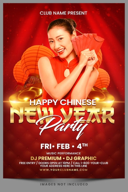 Szczęśliwego Chińskiego Nowego Roku 2022 Szablon Party Celebration