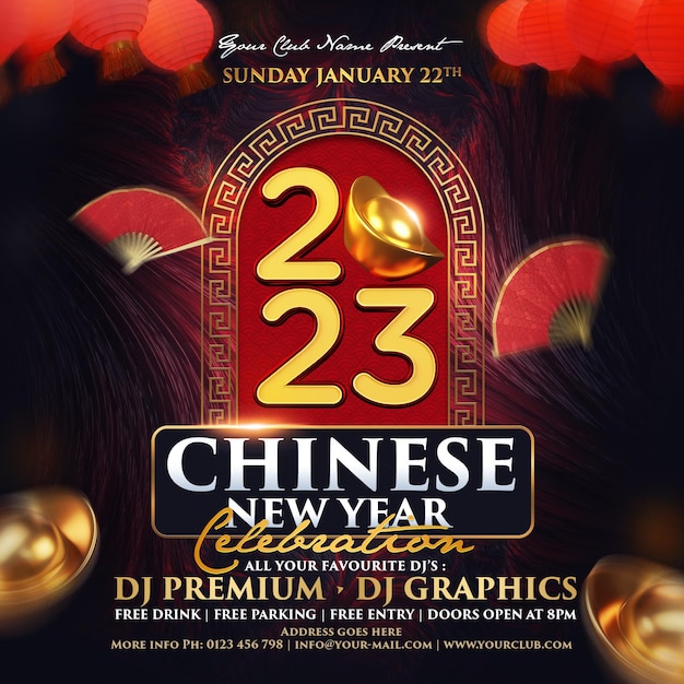 Szczęśliwego Chińskiego Nowego Roku 2023 Rok Obchodów Królika Powitanie W Mediach Społecznościowych