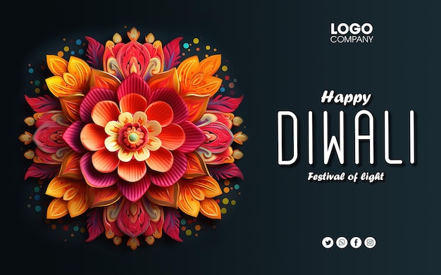 Szczęśliwego Diwali Jasnozielone tło z elementami kwiatów Diwali i mandalą