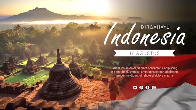 PSD szczęśliwego dnia niepodległości indonezji 17 sierpnia