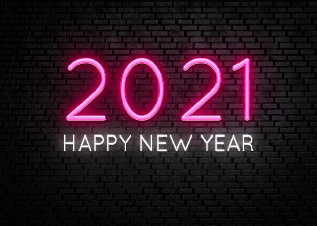 Szczęśliwego Nowego Roku 2021 Neon Light