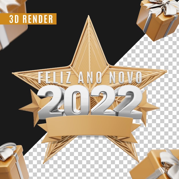 Szczęśliwego Nowego Roku 2022 Render 3d