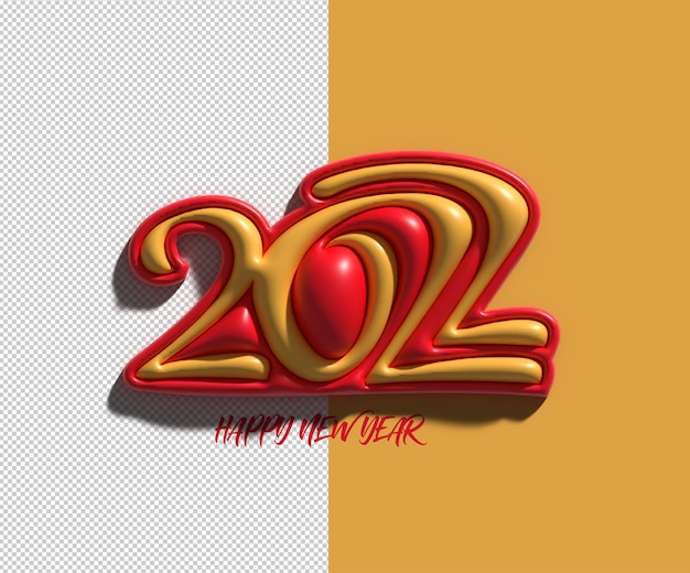 Szczęśliwego Nowego Roku 2022 Tekst Typografia Projekt 3d Przezroczysty Plik Psd