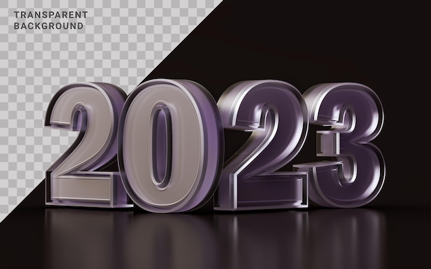 Szczęśliwego Nowego Roku 2023 Efekt Szklanego Morfizmu Na Ciemnym Tle Ilustracja 3d Na Coroczny Karnawał