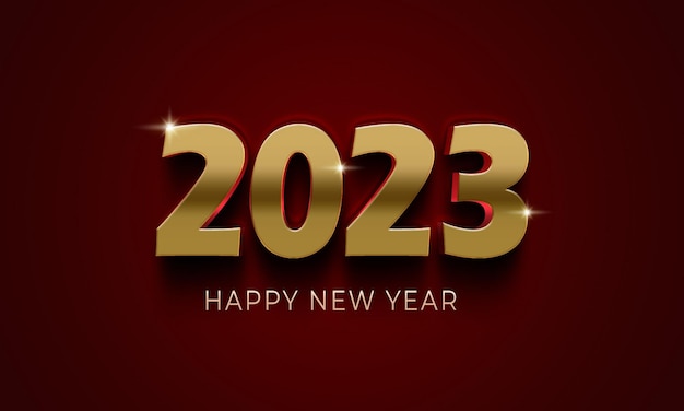 Szczęśliwego nowego roku 2023 numer czerwone tło luksusowy efekt 3d