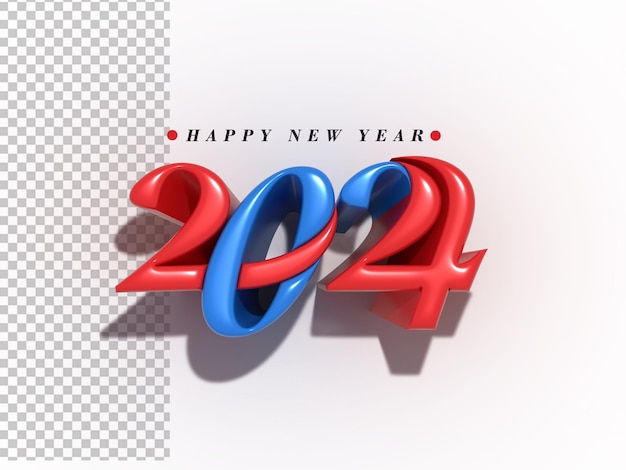 PSD szczęśliwego nowego roku 2024 literacja typograficzna przezroczysta psd
