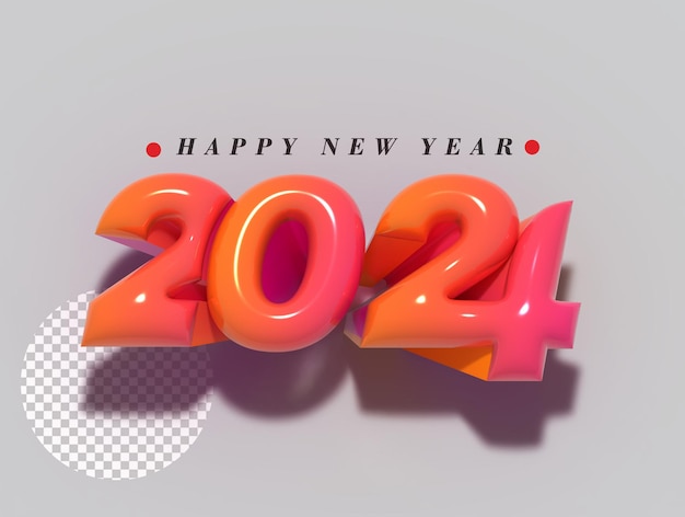 Szczęśliwego Nowego Roku 2024 Napis Typograficzny Przezroczysty Psd