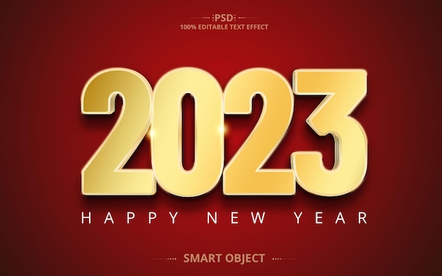 Szczęśliwego nowego roku Creative PSD Text Effect Design Złoty kolor