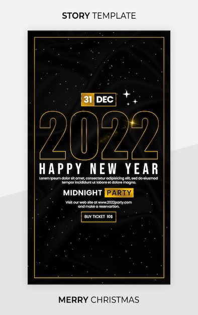 PSD szczęśliwego nowego roku szablon historii o północy na instagramie