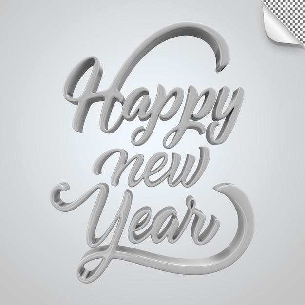 Szczęśliwego Nowego Roku Wysokiej Jakości Makieta 3d Renderowania Psd Z Przezroczystym Tłem