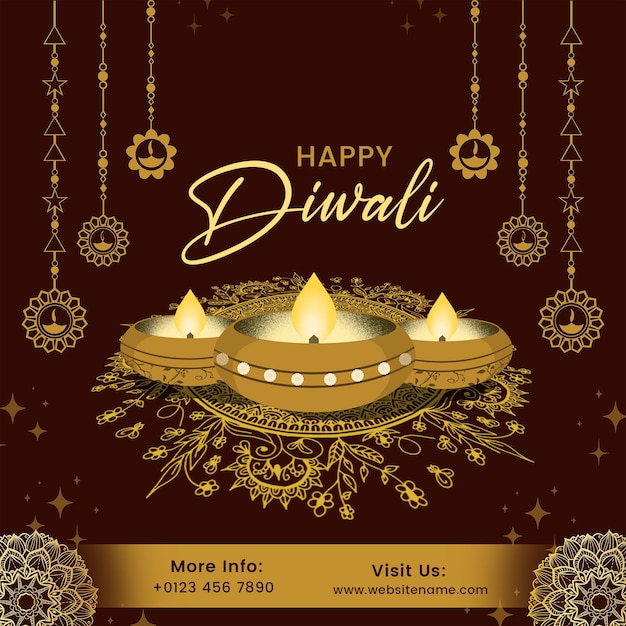 Szczęśliwej Diwali Social Media Post Design PSD