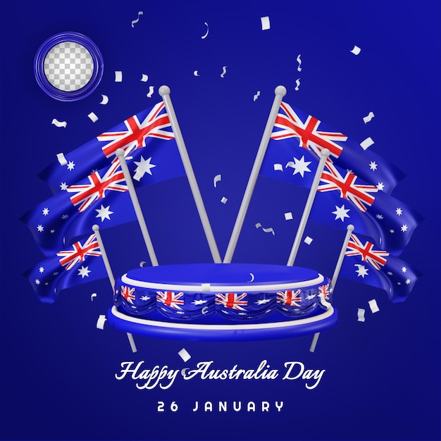 Szczęśliwy Dzień Australii Z 3d Podium I Flagami Za Darmo Psd