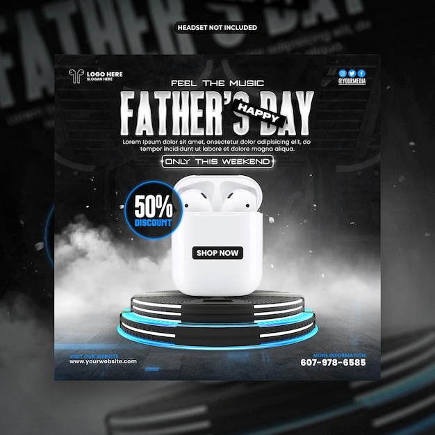 Szczęśliwy Dzień Ojca Sprzedaż Szablon Banera Mediów Społecznościowych
