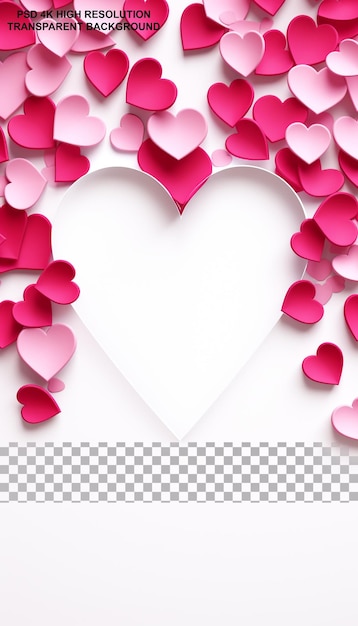 PSD szczęśliwy dzień walentynek tekst w kształcie serca efekt miłości 3d na przezroczystym tle
