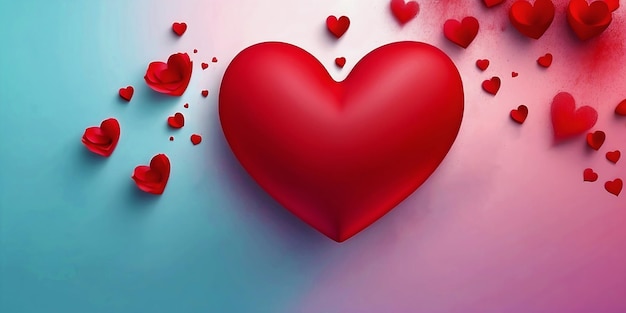 PSD szczęśliwy dzień walentynek z dekoracyjnymi czerwonymi sercami miłości