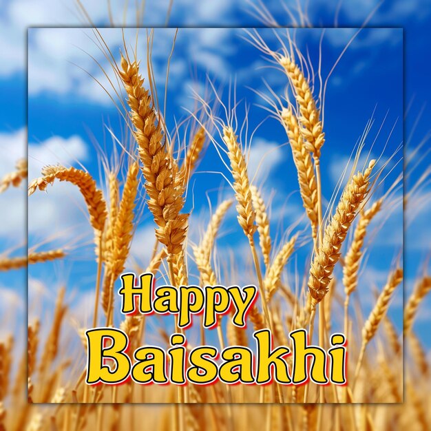 PSD szczęśliwy festiwal baisakhi tło rolnictwo kulturowe zbior ryżu pola pszenicy kultura sikhów