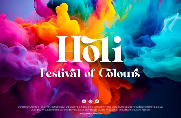 PSD szczęśliwy festiwal holi editable banner