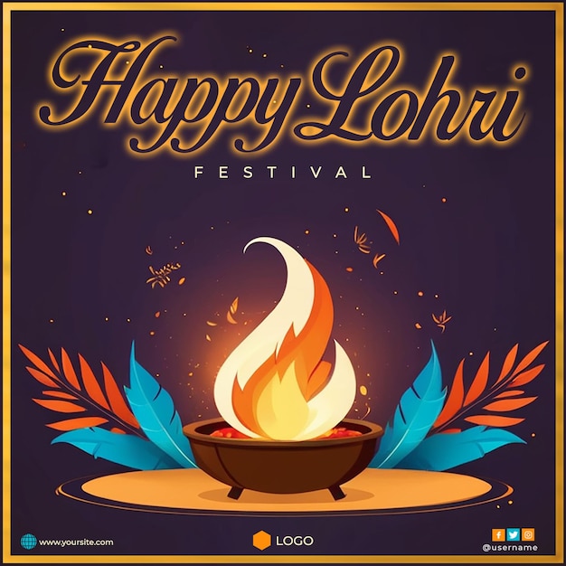 PSD szczęśliwy festiwal lohri w punjab w indiach projekt szablonu dla mediów społecznościowych