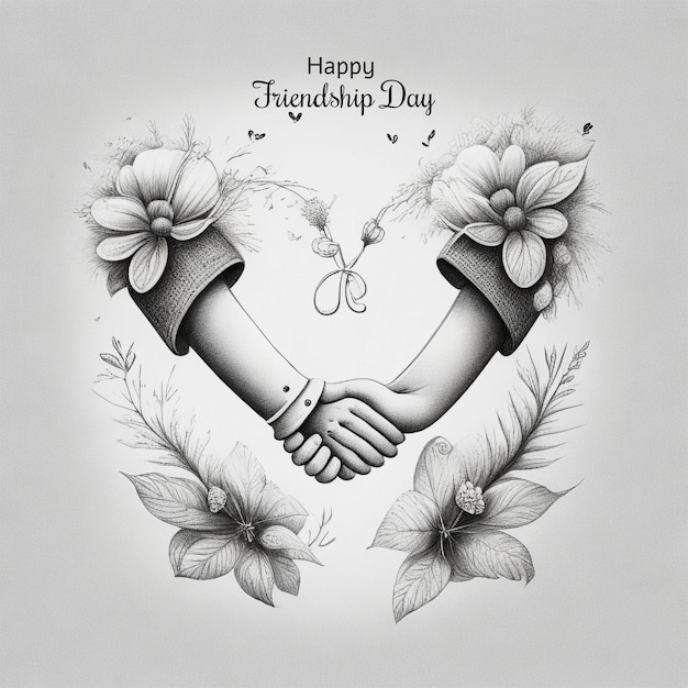 Szczęśliwy międzynarodowy dzień przyjaźni w tle z czarno-białym szkicem