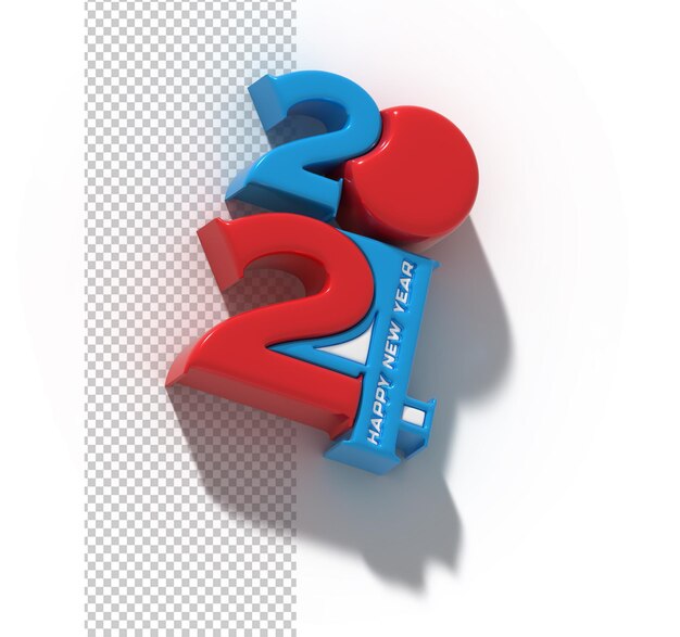 Szczęśliwy Nowy Rok 2024 Lettering Typograficzny Przejrzysty Psd