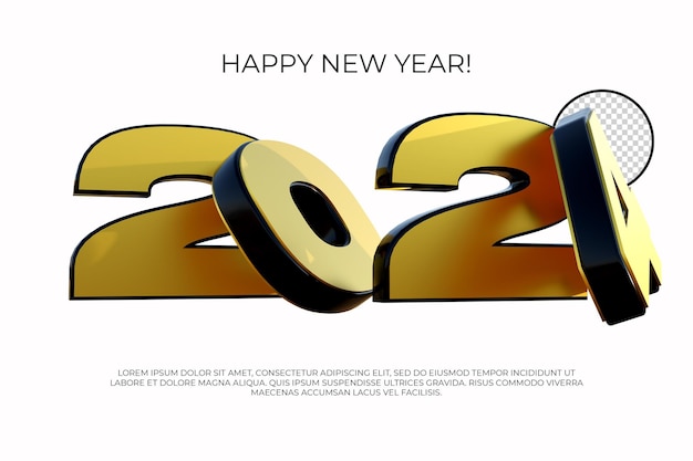 Szczęśliwy Nowy Rok 2024 Numer 3d Render