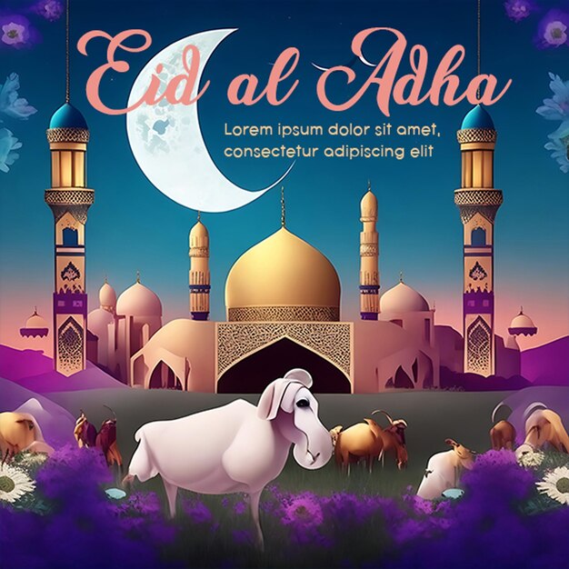 PSD szczęśliwy plakat eid al adha z tłem