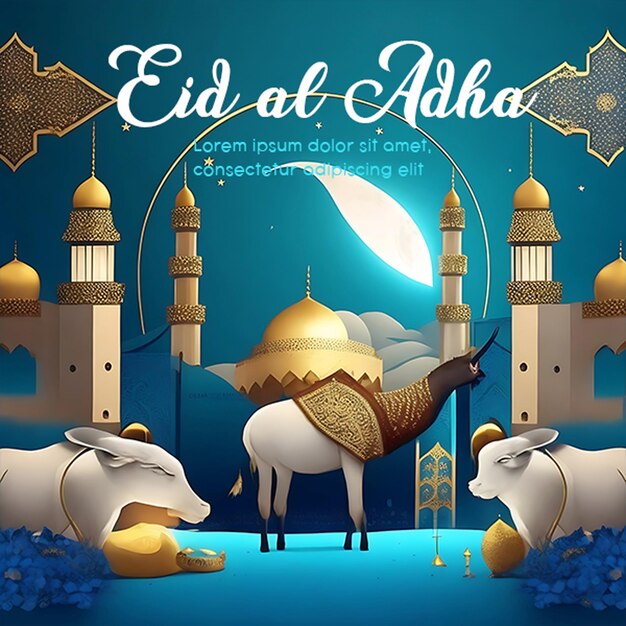 PSD szczęśliwy plakat eid al adha z tłem