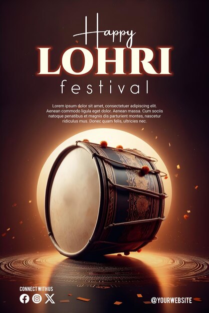 Szczęśliwy plakat Lohri z pięknym tłem