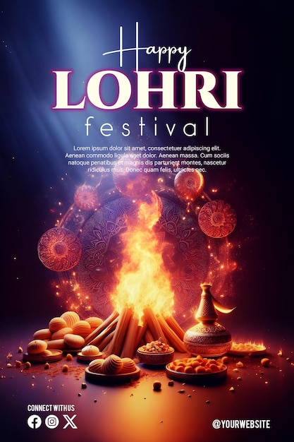 Szczęśliwy plakat Lohri z pięknym tłem