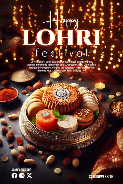 Szczęśliwy plakat Lohri z tłem