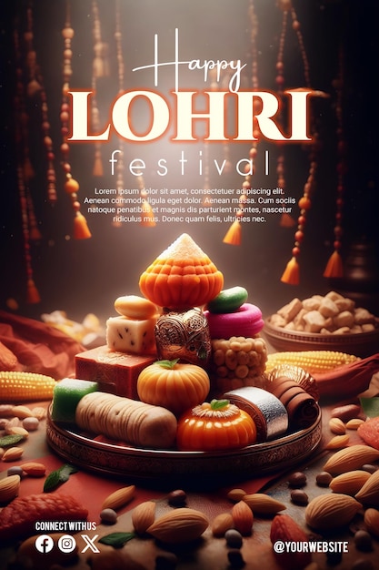 Szczęśliwy plakat Lohri z tłem