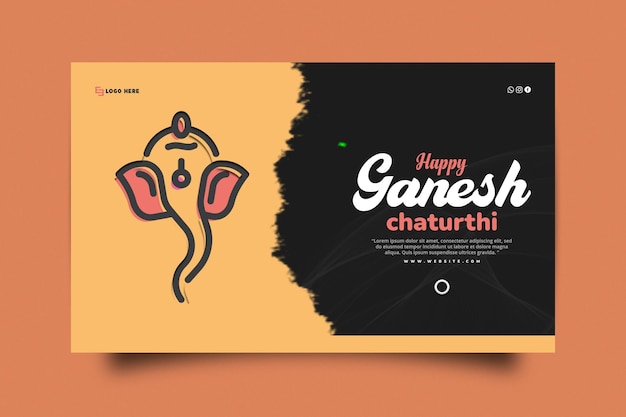 Szczęśliwy Poziomy Baner Ganesh Chaturthi I Projekt Szablonu Reklamy