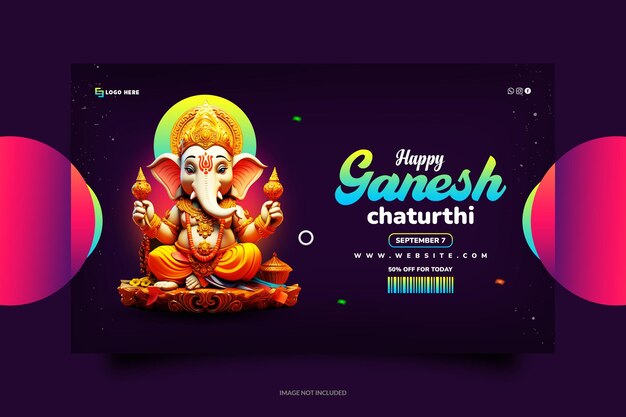 Szczęśliwy Poziomy Baner Ganesh Chaturthi I Projekt Szablonu Reklamy