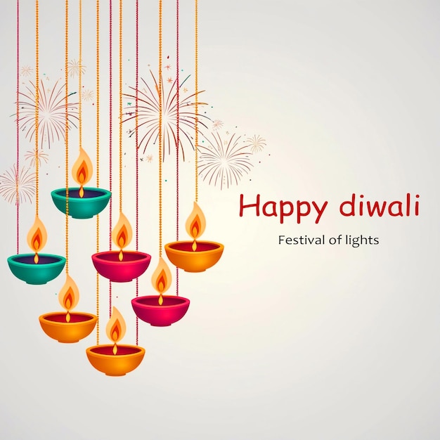 Szczęśliwy projekt Diwali Diya dla festiwalu hinduskiego na białym tle