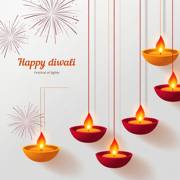 Szczęśliwy projekt Diwali Diya dla festiwalu hinduskiego na białym tle