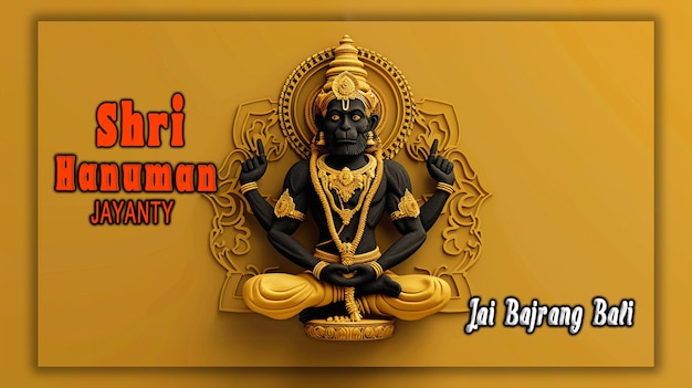 Szczęśliwy Shri Hanuman Jayanti Odważne Ikoniczne Logo Lord Hanuman Festiwal Tło