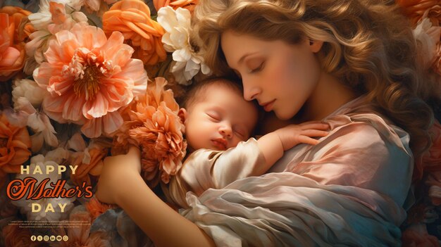 PSD szczęśliwy światowy dzień matki specjalna kartka z realistycznym tłem psd