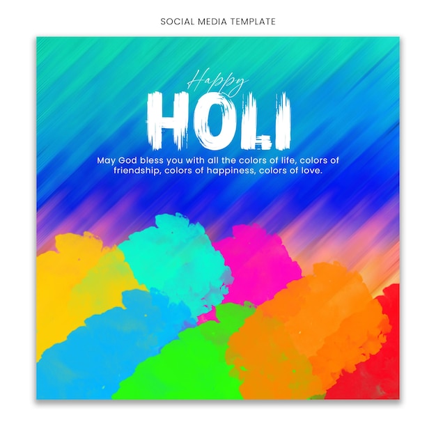 Szczęśliwy szablon mediów społecznościowych Holi dla Instagram Post Feed