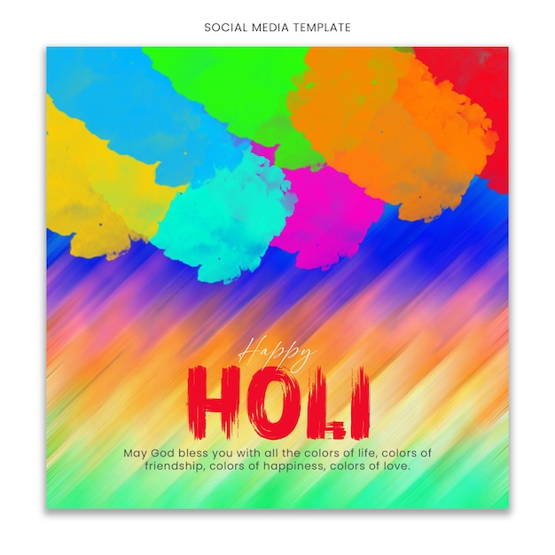 Szczęśliwy szablon mediów społecznościowych Holi dla Instagram Post Feed