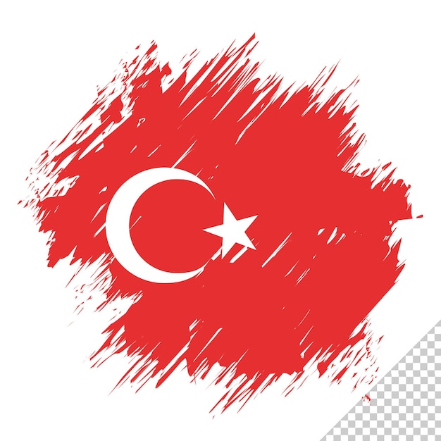 PSD szczotka flaga turcji przezroczyste tło szczotka indyka akwarela flaga element szablonu projektu